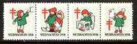 Cinderella - Germany 1958 Christmas TB seal se-tenant strip of 4 (Children sending Christmas cards)