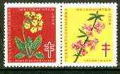 Cinderella - Germany 1964 Christmas TB seal se-tenant pair (flowers) unmounted mint