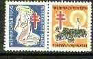 Cinderella - Germany 1956 Christmas TB seal se-tenant pair (Angel playinginstrument & candle) unmounted mint