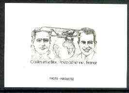 France 1981 Pilots of First South Atlantic Flight stamp sized black & white photographic proof of original artwork endorsed 'Photo Maquette', as SG 2429, exceptionally rare