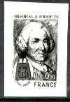 France 1979 Red Cross Fund, Marshal de Bercheny (Cavalry leader) stamp sized black & white photographic proof of original artwork with 'S' reversed and value expressed as 0.00 + 0.00, as SG 2293, exceptionally rare