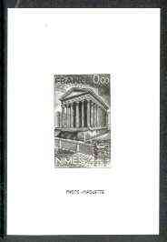 France 1981 Tourist Publicity - Maison Carree, Nimes, stamp sized black & white photographic proof of original artwork with value expressed as 0.00, endorsed 'Photo Maquette', as SG 2404, exceptionally rare