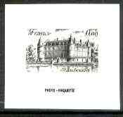 France 1980 Tourist Publicity - Chateau de Rambouillet, stamp sized black & white photographic proof of original artwork with value expressed as 0.00, endorsed 'Photo Maquette', as SG 2362, exceptionally rare