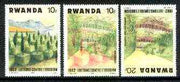 Rwanda 1983 Soil Erosion superb perforated proof comprising 10f black & red colours upright with 20f blue and yellow inverted.,A most unusual and spectacular item with the two appropriate normal stamps, all unmounted mint