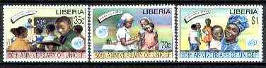 Liberia 1995 UNICEF 50th Anniversary set of 3 unmounted mint*