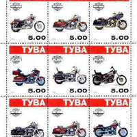 Touva 1999 Harley Davidson Motor Cycles perf sheetlet containing complete set of 9 values unmounted mint