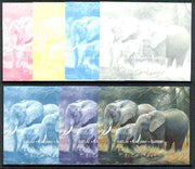 Batum 1997 Endangered Species (Elephant) perf souvenir sheet (2000 value) the set of 7 imperf progressive colour proofs comprising the 4 individual colours plus 2, 3 and all 4-colour composites unmounted mint