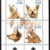 Estonia (Kihnu) 2000 Dogs #5 perf sheetlet of 4 with Scouts Logo in bottom margin