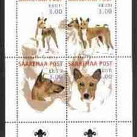 Estonia (Saaremaa) 2000 Dogs #3 perf sheetlet of 4 with Scouts Logo in bottom margin unmounted mint