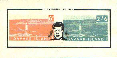 Davaar Island 1964 J F Kennedy opt on imperf Lighthouses m/sheet (6d & 2s6d) unmounted mint