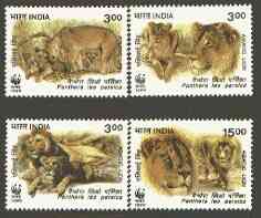 India 1999 WWF - Asiatic Lion set of 4 unmounted mint, SG 1867-70