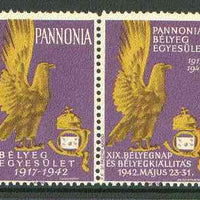 Cinderella - Pannonia 1942 Eagle & posthorn se-tenant pair with purple background unmounted mint