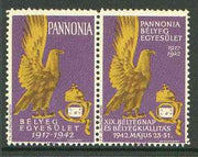 Cinderella - Pannonia 1942 Eagle & posthorn se-tenant pair with purple background unmounted mint