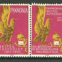 Cinderella - Pannonia 1942 Eagle & posthorn se-tenant pair with magenta background unmounted mint