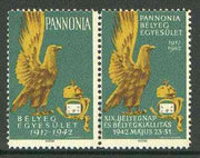 Cinderella - Pannonia 1942 Eagle & posthorn se-tenant pair with green background unmounted mint