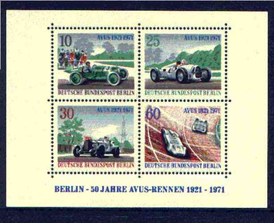 Germany - West Berlin 1971 Anvus Motor Racing Track m/sheet unmounted mint, SG MS B395