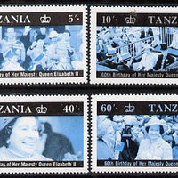 Tanzania 1987 Queen's 60th Birthday set of 4 perforated proofs in blue & black only (as SG 517-20) unmounted mint