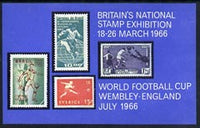 Exhibition souvenir sheet for 1966 National Stamp Exhibition showing Football stamps (30,000 produced) unmounted mint