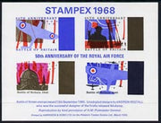 Exhibition souvenir sheet for 1964 Stampex showing unadopted Battle of Britain stamps (25,000 produced by Harrison & Sons) unmounted mint