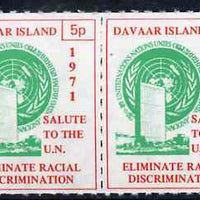 Davaar Island 1971 Rouletted 5p & 15p red & green se-tenant pair (Salute to the UN - Racial Discrimination) produced for use during Great Britain Postal strike unmounted mint