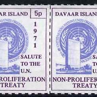 Davaar Island 1971 Rouletted 5p & 15p blue & purple se-tenant pair (Salute to the UN - Non-Proliferation Treaty) produced for use during Great Britain Postal strike unmounted mint