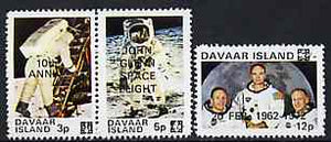 Davaar Island 1972 John Glenn Flight Anniversary opt on 1970 Apollo 11 Moon Landing unmounted mint perf set of 3