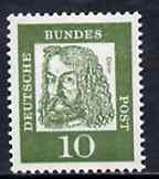 Germany - West 1961 Albrecht Durer 10pf (artist) on ordinary paper (from famous Germans def set) unmounted mint SG 1264A*