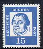 Germany - West 1961 Martin Luther 15pf (Protestant Reformer) on ordinary paper (from famous Germans def set) unmounted mint SG 1265A*