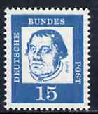 Germany - West 1961 Martin Luther 15pf (Protestant Reformer) on fluorescent paper (from famous Germans def set) unmounted mint SG 1265B