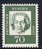 Germany - West 1961 Ludwig van Beethoven 70pf dark green (Composer) on fluorescent paper (from famous Germans def set) unmounted mint SG 1272B