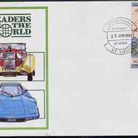 St Lucia 1984 Cars #1 (Leaders of the World) $2.50 Duesenberg 1932 SJ Roadster se-tenant pair on illustrated cover with first day cancel