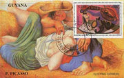 Guyana 1990 Picasso perf m/sheet (Still Life with Guitar & Sleeping farmers) cto used
