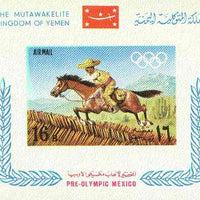 Yemen - Royalist 1967 Mexico Olympic Games imperf m/sheet (riding a Horse) unmounted mint SG R343 Mi BL 53