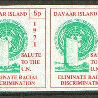 Davaar Island 1971 Imperf 5p & 15p red & green se-tenant pair (Salute to the UN - Racial Discrimination) produced for use during Great Britain Postal strike unmounted mint