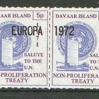 Davaar Island 1971 Rouletted 5p & 15p blue & purple se-tenant pair (Salute to the UN - Non-Proliferation Treaty) opt'd EUROPA 1972 unmounted mint