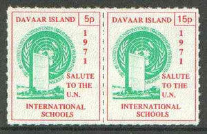 Davaar Island 1971 Rouletted 5p & 15p red & green se-tenant pair (Salute to the UN - International Schools) produced for use during Great Britain Postal strike unmounted mint