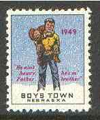 Cinderella - United States 1949 Boys Town, Nebraska fine unmounted mint labels showing Boy carrying another in snow inscribed 'He ain't heavy Father, he's m' brother'*