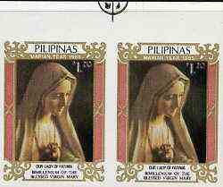 Philippines 1985 Marian Year (2000th Birth Anniversary of Virgin Mary) 1p20 imperf pair on gummed wmk'd paper (from the single imperf archive sheet) as SG 1920