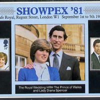 Exhibition souvenir sheet for 1981 Showpex showing,Great Britain Royal Wedding pair unmounted mint