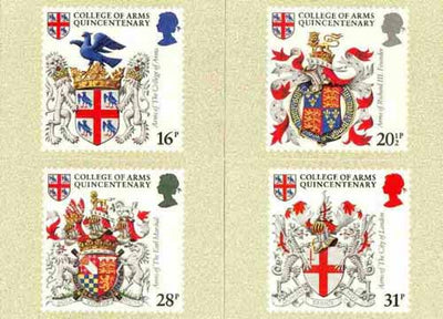 Great Britain 1984 College of Arms 500th Anniversary set of 4 PHQ cards unused and pristine