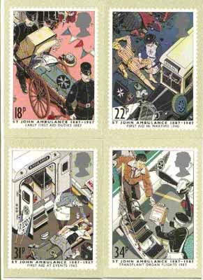 Great Britain 1987 Centenary of St John Ambulance Service set of 4 PHQ cards unused and pristine