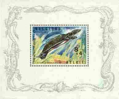 Belgium 1965 Soft Shelled Turtle perf m/sheet, SG MS 1947, Mi BL 33