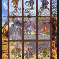 Djibouti 2010 Dinosaurs perf sheetlet containing 9 values fine cto used