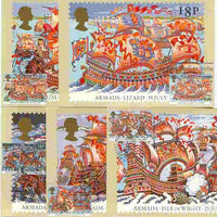 Great Britain 1988 Spanish Armada 400th Anniversary set of 5 PHQ cards with appropriate stamps each very fine used with first day cancels