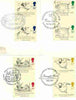 Great Britain 1988 Death Centenary of Edward Lear (Artist & Author) set of 4 PHQ cards with appropriate gutter pairs each very fine used with first day cancels