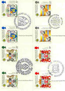 Great Britain 1987 Revival of the Order of the Thistle set of 4 PHQ cards with appropriate gutter pairs each very fine used with first day cancels