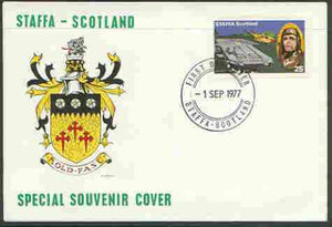 Staffa 1977 Taking Off from Aircraft Carrier 25p (from Lindbergh's Flight Anniversary set) on cover with first day cancel