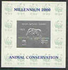 Batum 2000 WWF - Elephant imperf sheetlet on shiney card with design embossed in silver opt'd 'Millennium 2000, Animal Conservation' in blue