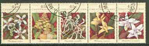 Christmas Island 1994 Orchids horiz strip of 5 very fine cds used, SG 392a