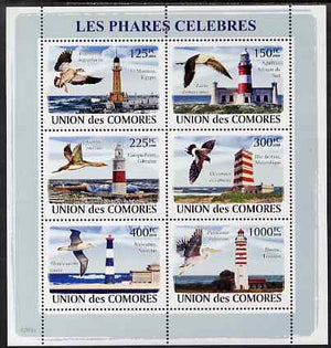 Comoro Islands 2009 Lighthouses & Birds perf sheetlet containing 6 values unmounted mint, Michel 1953-8